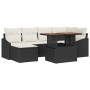 Conjunto de Comedor de Jardín de 7 Piezas con Cojines en Negro Poliratán Acacia de , Sofás de exterior - Ref: Foro24-3349858,...