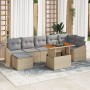 Conjunto de Comedor Jardín de 8 Piezas con Cojines Beige Ratán Polimérico de , Sofás de exterior - Ref: Foro24-3349867, Preci...