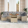 Conjunto de Comedor Jardín de 8 Piezas con Cojines Beige Ratán Polimérico de , Sofás de exterior - Ref: Foro24-3349867, Preci...