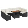 Conjunto de Comedor de Jardín de 10 Piezas con Cojines Negro Poliratán Acacia de , Sofás de exterior - Ref: Foro24-3349879, P...