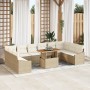 Juego de Comedor de Jardín de 11 Piezas con Cojines Beige Polirratán Acacia de , Sofás de exterior - Ref: Foro24-3349889, Pre...