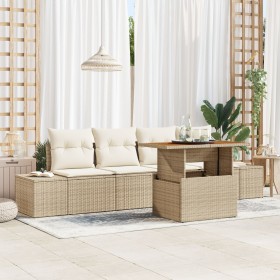 Set de sofá de jardín Set de 5 Beige Ratán Muebles de exterior de , Sofás de exterior - Ref: Foro24-3349896, Precio: 380,13 €...