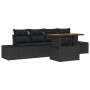 Juego de Sofá de Jardín Set de 5 Negro Ratán, Tela de , Sofás de exterior - Ref: Foro24-3349897, Precio: 378,35 €, Descuento: %