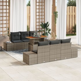 Juego de Sofá de Jardín Juego de 7 Gris Mimbre de , Sofás de exterior - Ref: Foro24-3349908, Precio: 551,53 €, Descuento: %