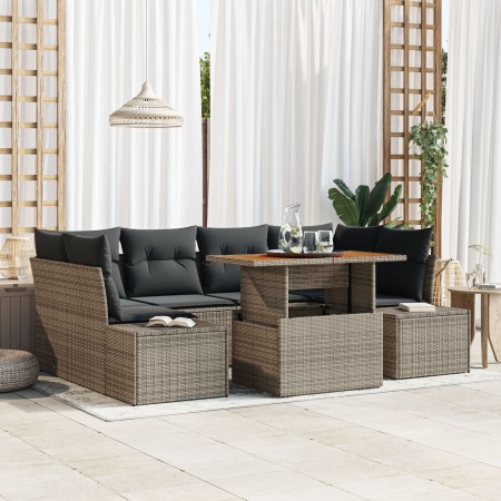 Juego de Sofá de Jardín Set de 7 Gris, Ratán de , Sofás de exterior - Ref: Foro24-3349915, Precio: 503,63 €, Descuento: %