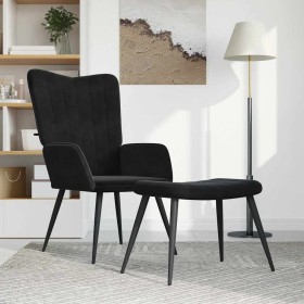 Sillón de relax con taburete terciopelo negro en Sillones | Comprar online en Foru.es