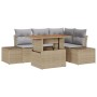 Juego de Comedor de Jardín de 5 Piezas con Cojines – Ratán Polivinílico Beige Acacia de , Sofás de exterior - Ref: Foro24-334...