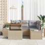 Juego de Comedor de Jardín de 5 Piezas con Cojines – Ratán Polivinílico Beige Acacia de , Sofás de exterior - Ref: Foro24-334...