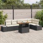 Conjunto de Comedor de Jardín de 7 piezas con Cojines Negro Poliratán Acacia de , Sofás de exterior - Ref: Foro24-3349970, Pr...