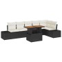 Conjunto de Comedor de Jardín de 7 piezas con Cojines Negro Poliratán Acacia de , Sofás de exterior - Ref: Foro24-3349970, Pr...