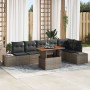Juego de Comedor de Jardín de 7 Piezas con Cojines Ratán Gris Acacia de , Sofás de exterior - Ref: Foro24-3349971, Precio: 49...