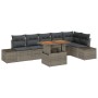 Juego de Comedor de Jardín de 7 Piezas con Cojines Ratán Gris Acacia de , Sofás de exterior - Ref: Foro24-3349971, Precio: 49...