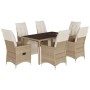 Set de mesa y sillas de jardín 7 pzas y cojines ratán PE beige en Conjuntos de jardín | Comprar online en Foru.es
