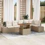 Set de Jardín de 7 Piezas con Cojines Beige Ratán Sintético Acacia de , Sofás de exterior - Ref: Foro24-3349973, Precio: 520,...