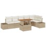 Set de Jardín de 7 Piezas con Cojines Beige Ratán Sintético Acacia de , Sofás de exterior - Ref: Foro24-3349973, Precio: 520,...