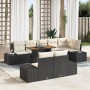 Conjunto de Jardín de 9 Piezas con Cojines Negro Ratán Poliéster Acacia de , Sofás de exterior - Ref: Foro24-3349977, Precio:...