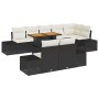 Conjunto de Jardín de 9 Piezas con Cojines Negro Ratán Poliéster Acacia de , Sofás de exterior - Ref: Foro24-3349977, Precio:...
