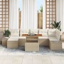 Conjunto de Sofás de Jardín Set de 8 Beige Ratán, Metal, Tela de , Sofás de exterior - Ref: Foro24-3349994, Precio: 567,42 €,...