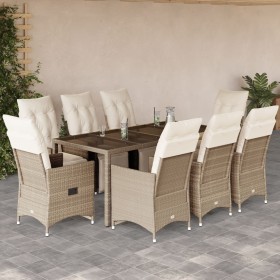 Set de mesa y sillas de jardín 5 pzas y cojines ratán PE beige en Conjuntos de jardín | Comprar online en Foru.es