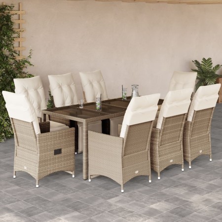 Set de mesa y sillas de jardín 5 pzas y cojines ratán PE beige en Conjuntos de jardín | Comprar online en Foru.es