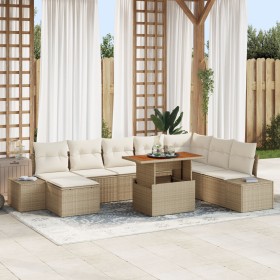 Conjunto de Sofá de Jardín Set de 9 Beige Poliratán de , Sofás de exterior - Ref: Foro24-3350001, Precio: 633,62 €, Descuento: %