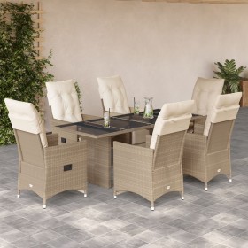 Set de mesa y sillas de jardín 7 pzas y cojines ratán PE beige en Conjuntos de jardín | Comprar online en Foru.es