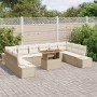 Conjunto de Sofá de Jardín Juego de 11 Beige Ratán, Poliéster de , Sofás de exterior - Ref: Foro24-3350015, Precio: 755,62 €,...
