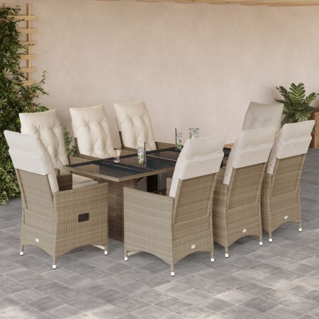 Set de mesa y sillas de jardín 5 pzas y cojines ratán PE beige en Conjuntos de jardín | Comprar online en Foru.es