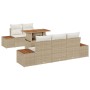 Set de Comedor de Jardín de 6 Piezas con Cojines Beige Poly Ratán Acacia de , Sofás de exterior - Ref: Foro24-3350028, Precio...