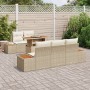 Set de Comedor de Jardín de 6 Piezas con Cojines Beige Poly Ratán Acacia de , Sofás de exterior - Ref: Foro24-3350028, Precio...