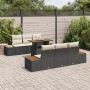Conjunto de Comedor de Jardín de 7 Piezas con Cojines Negros Ratán Poliéster Acacia de , Sofás de exterior - Ref: Foro24-3350...