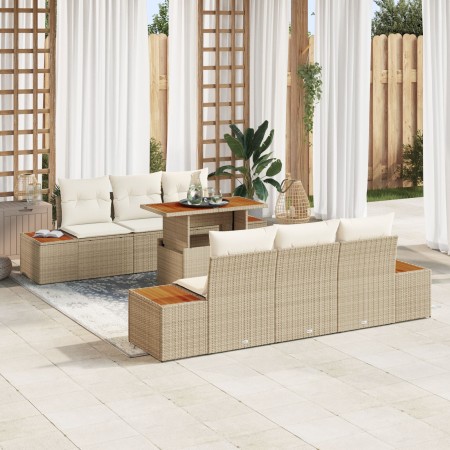 Juego de Sofá de Jardín Set de 7 Beige Ratán Comedor de Jardín de , Sofás de exterior - Ref: Foro24-3350033, Precio: 602,04 €...