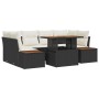 Set de Sofá de Jardín Juego de 6 Negro y Crema Poliratán, Poliéster de , Sofás de exterior - Ref: Foro24-3350034, Precio: 516...