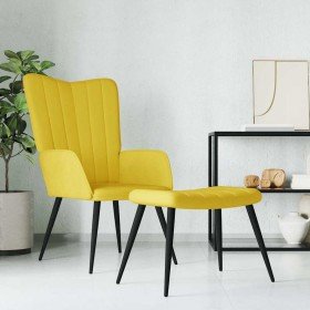 Sillón de relax con taburete terciopelo amarillo mostaza en Sillones | Comprar online en Foru.es