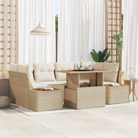 Conjunto de Sofá de Jardín Conjunto de 6 Beige Ratán, Poliéster de , Sofás de exterior - Ref: Foro24-3350038, Precio: 554,79 ...