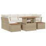 Conjunto de Sofá de Jardín Conjunto de 6 Beige Ratán, Poliéster de , Sofás de exterior - Ref: Foro24-3350038, Precio: 554,79 ...