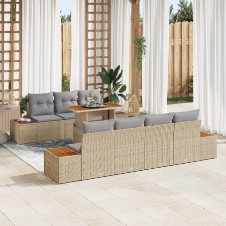 Conjunto de Sofás de Jardín Juego de 8 Beige Ratán de , Sofás de exterior - Ref: Foro24-3350042, Precio: 654,91 €, Descuento: %