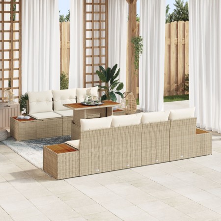 Conjunto de Sofás de Jardín 8 Piezas Beige y Blanco de , Sofás de exterior - Ref: Foro24-3350043, Precio: 652,89 €, Descuento: %