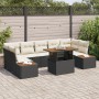 Conjunto de Comedor de Jardín de 8 Piezas con Cojines Negro Ratán Poliéster Acacia de , Sofás de exterior - Ref: Foro24-33500...