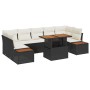Conjunto de Comedor de Jardín de 8 Piezas con Cojines Negro Ratán Poliéster Acacia de , Sofás de exterior - Ref: Foro24-33500...