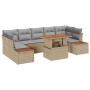Conjunto sofá jardín Set de 8 Beige Ratán de , Sofás de exterior - Ref: Foro24-3350047, Precio: 614,15 €, Descuento: %