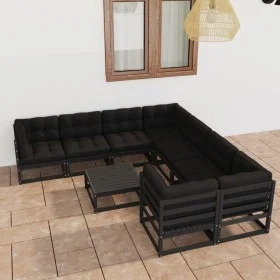 9-piece garden furniture set with black pine wood cushions by vidaXL, Garden sets - Ref: Foro24-3077033, Price: 996,98 €, Dis...