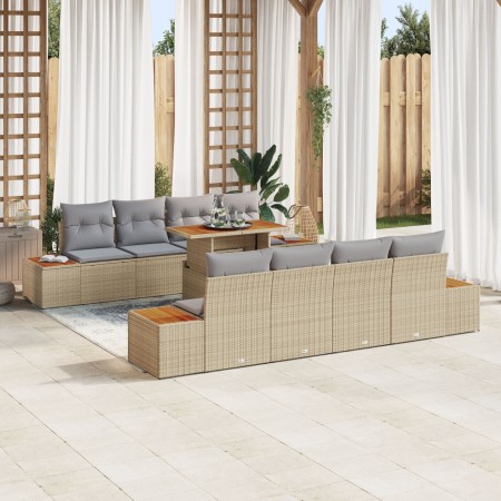Juego de Sofá Jardín Conjunto de 9 Piezas Beige Ratán PE de , Sofás de exterior - Ref: Foro24-3350052, Precio: 701,41 €, Desc...