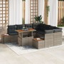 Juego de Sofá de Jardín Conjunto de 9 Gris Ratán y Madera de , Sofás de exterior - Ref: Foro24-3350056, Precio: 638,82 €, Des...