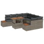 Juego de Sofá de Jardín Conjunto de 9 Gris Ratán y Madera de , Sofás de exterior - Ref: Foro24-3350056, Precio: 638,82 €, Des...