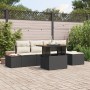 Conjunto de Sofá de Jardín 6 Piezas Negro y Crema Poliratán y Acero de , Sofás de exterior - Ref: Foro24-3350059, Precio: 416...