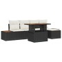 Conjunto de Sofá de Jardín 6 Piezas Negro y Crema Poliratán y Acero de , Sofás de exterior - Ref: Foro24-3350059, Precio: 416...