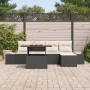 Conjunto de Sofá de Jardín 6 Piezas Negro y Crema Poliratán y Acero de , Sofás de exterior - Ref: Foro24-3350059, Precio: 416...