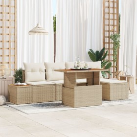 Conjunto de Sofá de Jardín Conjunto de 6 Beige, Crema de , Sofás de exterior - Ref: Foro24-3350063, Precio: 449,04 €, Descuen...