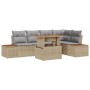 Set de Sofá de Jardín Conjunto de 6 Beige Ratán, Poliéster, Acero de , Sofás de exterior - Ref: Foro24-3350072, Precio: 473,4...